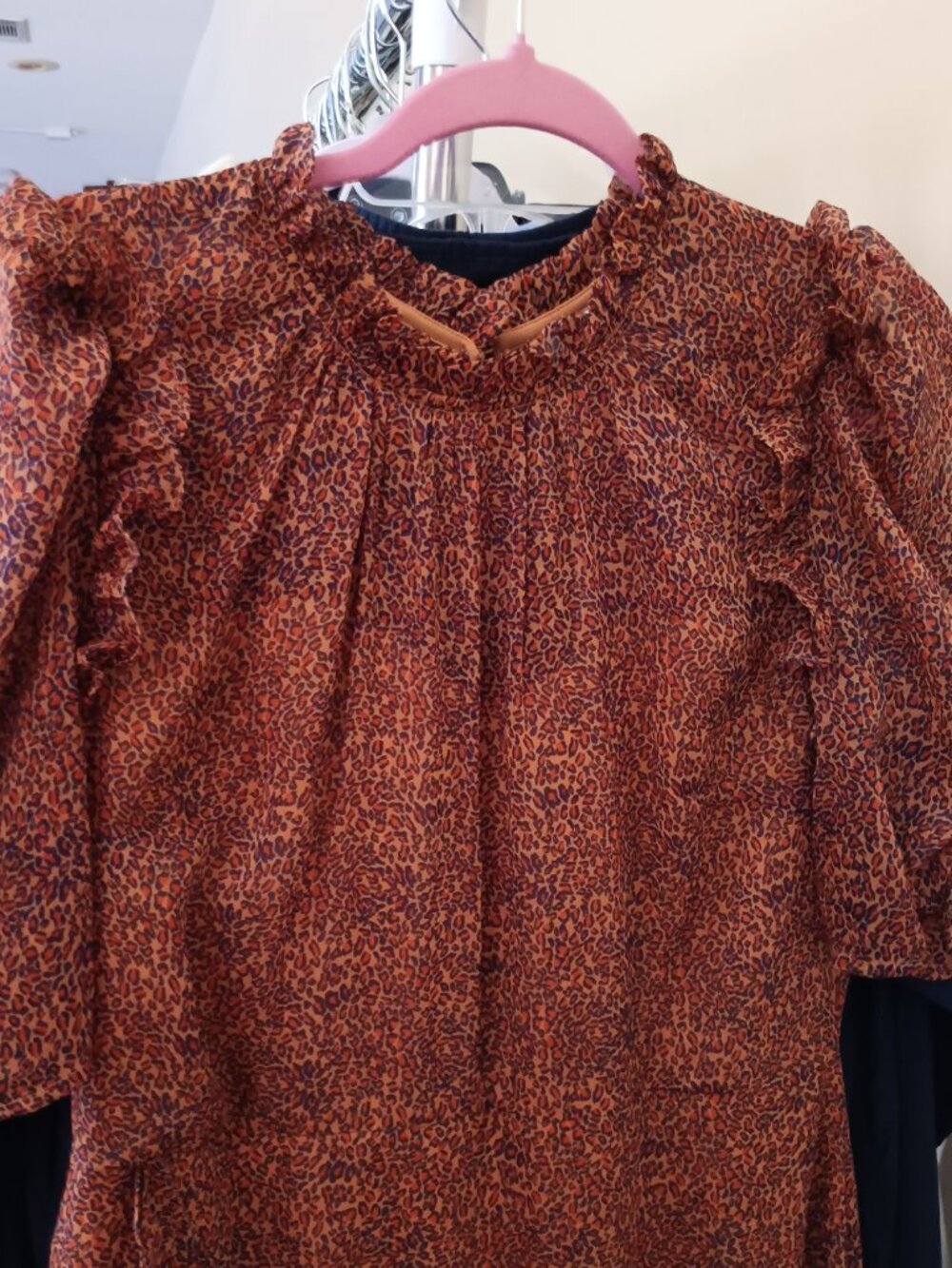 NWT Leopard Print Feminine Midi Asymmetric Ruffle Dress Size 8